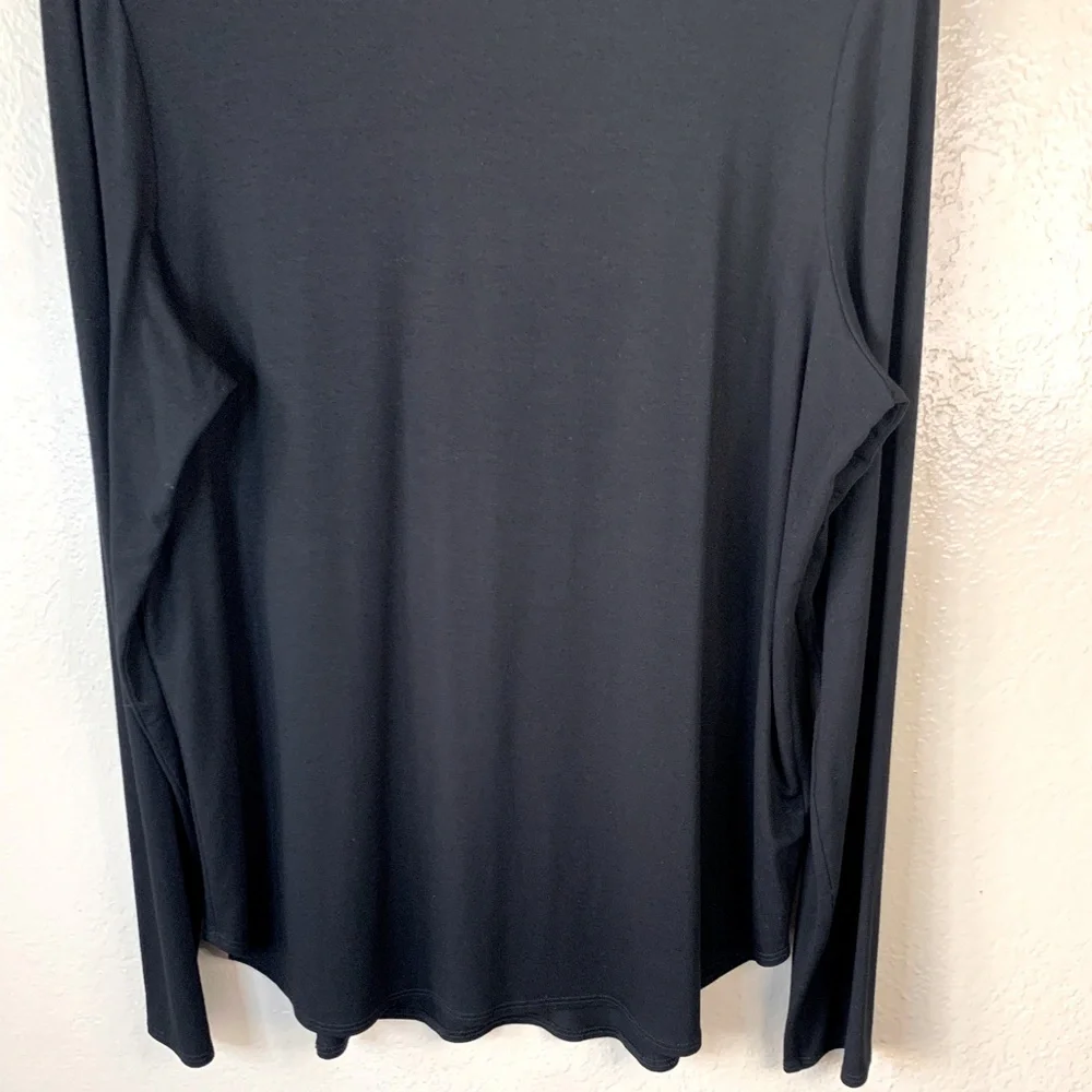 Eileen Fisher Black Minimalist Crew Neck Long Sleeve Blouse Size L